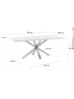 LIMIT 160 ou 180 ou 200 cm avec plateau en mélaminé blanc et pieds en acier inoxydable table fixe