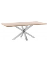 AFROS 160 or 180 or 200 cm with natural melamine top and stainless steel legs fixed design table