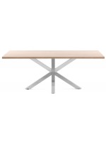 AFROS 160 or 180 or 200 cm with natural melamine top and stainless steel legs fixed design table