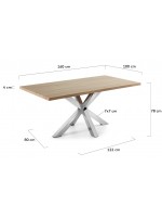 AFROS 160 or 180 or 200 cm with natural melamine top and stainless steel legs fixed design table