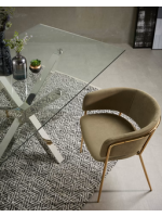 LUXOR feste 160 oder 180 oder 200 cm Kristallglasplatte und Edelstahlbeine Designtisch