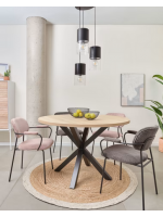 ESNA Table diam 120 cm plateau bois et piètement métal noir design