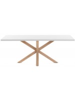 AVOCADRO 160 o 180 o 200 cm gambe in acciaio color legno e piano melammina bianco tavolo fisso