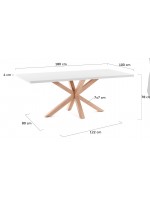 AVOCADRO 160 oder 180 oder 200 cm holzfarbene Stahlbeine und fester Tisch mit weißer Melaminplatte