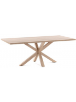 IL CAIRO Table fixe pieds acier couleur bois 160 ou 180 ou 200 cm et plateau mélaminé naturel