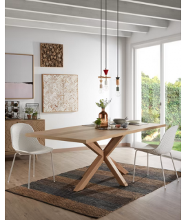 IL CAIRO 160 or 180 or 200 cm wood-colored steel legs and natural melamine top fixed table