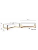 DOUX 120x60 coffee table in ash and white lacquered top