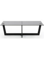 POLT Table basse 120x70 en métal noir et plateau en verre trempé fumé