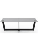 POLT tavolino 120x70 in metallo nero e piano in vetro temperato fumè