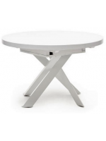 CHICAGO Ø 120 extendable table 160 cm with glass top and painted metal legs design furniture