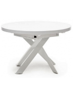 CHICAGO Table extensible Ø 120 160 cm avec plateau en verre et pieds en métal peint mobilier design