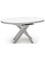 CHICAGO Mesa extensible Ø 120 - 160 cm con tapa de cristal y patas de metal pintado muebles de diseño