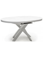 CHICAGO Ø 120 ausziehbarer Tisch 160 cm mit glas und lackierten Metallbeinen Designmöbel