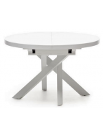 CHICAGO Ø 120 extendable table 160 cm with glass top and painted metal legs design furniture