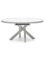 CHICAGO Table extensible Ø 120 160 cm avec plateau en verre et pieds en métal peint mobilier design
