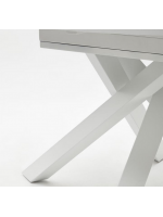 CHICAGO Table extensible Ø 120 160 cm avec plateau en verre et pieds en métal peint mobilier design