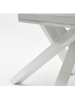 CHICAGO tavolo Ø 120 allungabile 160 cm con piano in vetro bianco e gambe in metallo verniciato arredamento design