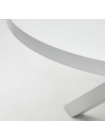 CHICAGO tavolo Ø 120 allungabile 160 cm con piano in vetro bianco e gambe in metallo verniciato arredamento design
