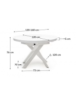 CHICAGO Mesa extensible Ø 120 - 160 cm con tapa de cristal y patas de metal pintado muebles de diseño