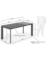 ELIO 120 o 140 o 160 cm allungabile tavolo con piano in gres porcellanato e gambe in metallo antracite