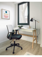 CORIN Table de bureau en chêne et bois laqué blanc