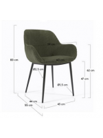 AXAR in corduroy chair with armrests structure in black metal design home armchair