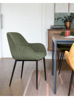 AXAR in corduroy chair with armrests structure in black metal design home armchair