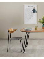 DIVA oval table 140 extendable 220 cm or 170 extendable 320 cm with natural oak top and black metal legs