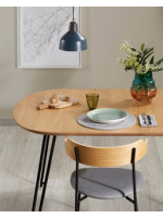 DIVA oval table 140 extendable 220 cm or 170 extendable 320 cm with natural oak top and black metal legs