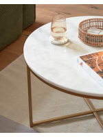 FIELD diam 80 in gold metal and white marble table top