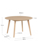 CREO fixed diam 120 round natural ash wood design table