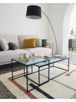 DORA Set mit 2 Couchtischen in echtem Frost- und Black Metal-Industriedesign