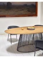 ATRAK oval table 200x110 with wooden top and black metal base, modern design
