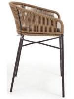 SEATTLE seduta h 65 cm scelta colore sgabello in corda e in metallo per interno ed esterno giardino terrazzi