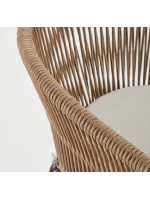 SEATTLE seduta h 65 cm scelta colore sgabello in corda e in metallo per interno ed esterno giardino terrazzi