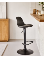 HEAKER seat h 60-82 cm in polypropylene with eco-leather cushion structure in matt black steel stool