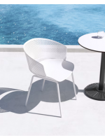 CAMA chaise blanche ou noire avec accoudoirs en métal et polypropylène design pour jardin extérieur terrasse bar glaciers