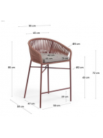 SEATTLE asiento h 65 cm elección de color cuerda y taburete de metal para terrazas de jardín interior y exterior