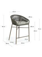 SEATTLE asiento h 65 cm elección de color cuerda y taburete de metal para terrazas de jardín interior y exterior