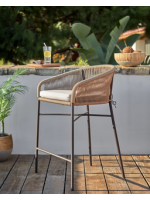 SEATTLE seat h 80 cm color choice rope and metal stool for indoor and outdoor garden terraces