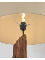 LLEWOP lampadaire en bois d'acacia naturel massif avec abat-jour en tissu blanc