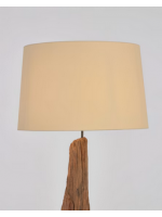 LLEWOP lampadaire en bois d'acacia naturel massif avec abat-jour en tissu blanc