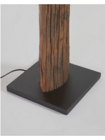LLEWOP lampadaire en bois d'acacia naturel massif avec abat-jour en tissu blanc