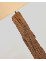 LLEWOP lampadaire en bois d'acacia naturel massif avec abat-jour en tissu blanc