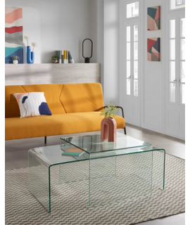 BURANO 60x60 in transparent tempered glass square tavolino