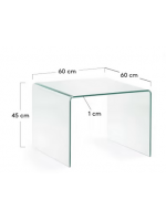 BURANO Tavolino carré en verre trempé transparent 60x60