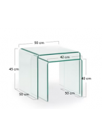 BURANO set de 2 tables gigognes en verre trempé transparent