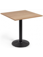 ACCENT Tischplatte 70x70 cm aus Melamin in Naturoptik und schwarz lackiertem Metallgestell für Bars Eisdielen und Restaurants