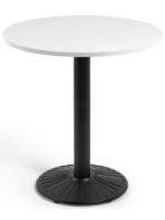 ALAN tavolo piano diam 70 cm in melaminico bianco e base in metallo verniciato nero per bar gelaterie ristoranti