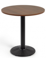 COSTNER plateau de table diamètre 70 cm en mélaminé finition noyer et base en métal verni noir